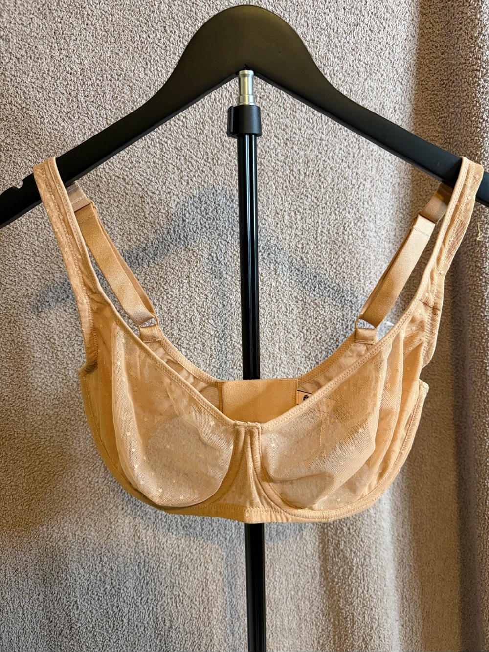 NWT DOBREVA F204 Sheer Mesh Balconette Bra Cream Coffee 32F